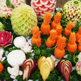 Carved fruit and vegetables