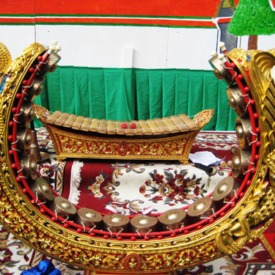 Ceremonial boat with offerings