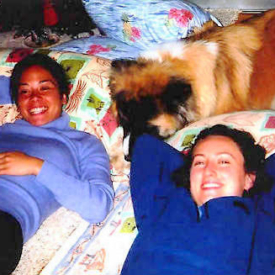 Two students resting and smiling